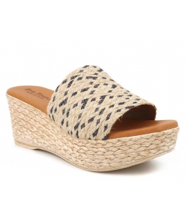  Eva Frutos 1682 jute noir | Mule compensé semelle à mémoire de formes