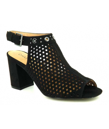 Sandale Chattawak Deborah noire, talon 8 cm tige perforée 