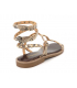 Les Tropéziennes par M Belarbi Corol beige, sandale plate avec clous pyramidaux dorés