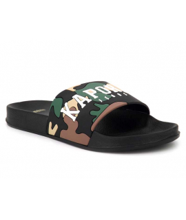 Claquette Kaporal Doral kaki | Mule chaussette style militaire motifs en relief