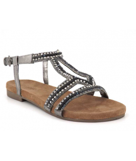Chaussures Santafé Nikita étain | Sandale confort avec strass semelle anatomique en cuir