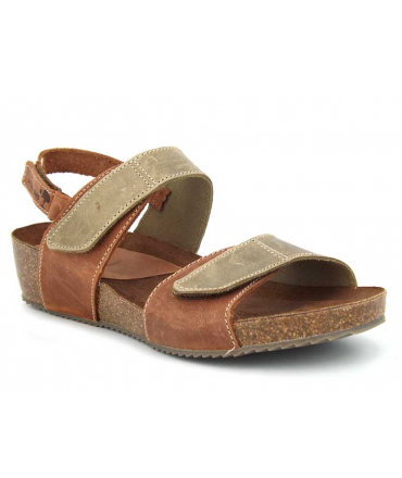 Sandale Inter Bios 5343 marron et kaki semelle cuir matelassée