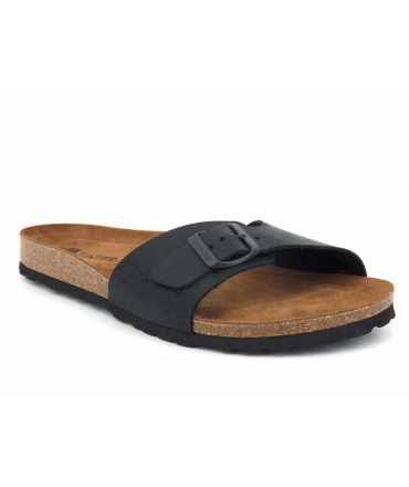 Claquettes InterBios 9564 noires, mules anatomiques en cuir pour hommes