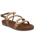 Sandale cuir Santafé Christa bronze, décor perles et strass pour femmes