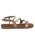Sandale cuir Santafé Christa bronze, décor perles et strass pour femmes