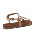 Sandale cuir Santafé Christa bronze, décor perles et strass pour femmes