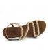 Sandale cuir Santafé Christa bronze, décor perles et strass pour femmes
