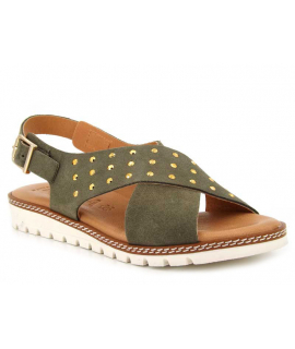 Sandale Kaola 2202 kaki, nu-pieds confortable en cuir spécial pieds sensibles