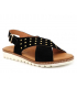 Nu pieds Kaola 2202 nubuck noir, sandale type confort en cuir souple pour pieds sensibles