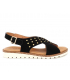 Nu pieds Kaola 2202 nubuck noir, sandale type confort en cuir souple pour pieds sensibles