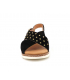 Nu pieds Kaola 2202 nubuck noir, sandale type confort en cuir souple pour pieds sensibles