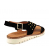 Nu pieds Kaola 2202 nubuck noir, sandale type confort en cuir souple pour pieds sensibles