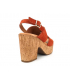 Chaussures Kaola 892 rouge brique, sandale compensée à talon décroché