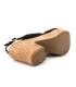 Nu-pieds Kaola 892 noir nubuck, sandale compensée à talon décroché pour pieds sensibles