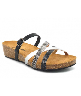 Mule compensée Emma 8956 Combi 78, multi brides cuir 