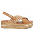 Carla Tortosa 39215 cuir beige et raphia, sandale plateau confortable pour pieds sensibles
