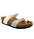 Petit compensé Carla Tortosa 93106 blanc multi | Tongs anatomique en liège bio