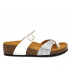 Petit compensé Carla Tortosa 93106 blanc multi | Tongs anatomique en liège bio