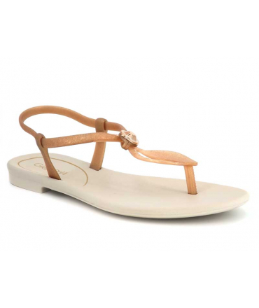 Grendha 18018 Cacau Marajo beige et nude, sandale plastique à la mode, fabriquée au Brésil