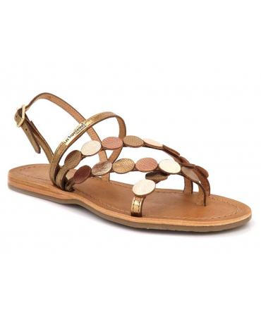 Sandales Les Tropéziennes Holo bronze multi, nouveauté entre-doigts en cuir pour femmes