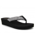 Tongs compensées Kélara K12004 noir et argent brillant