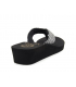 Tongs compensées Kélara K12004 noir et argent brillant