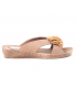 Mule plage Kelara K62019 beige petit compensé décor pompon