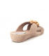 Mule plage Kelara K62019 beige petit compensé décor pompon