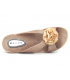 Mule plage Kelara K62019 beige petit compensé décor pompon