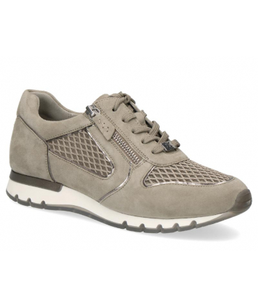 Sneakers cuir Caprice 9-23700-28 taupe, baskets femmes mode et confortable