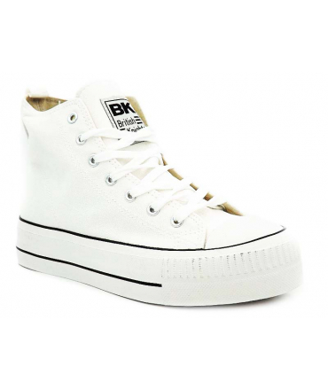 Baskets British Knights Kaya Mid en coton blanc, semelle 3 cm épaisseur