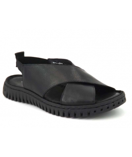 Sandale cuir type confort Elue par Nous Lessive noir