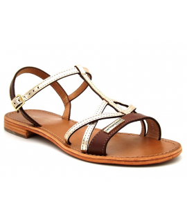 Nu-pieds Les Tropéziennes par M Belarbi Hironela tan et or (marron doré) | Sandales femmes en cuir