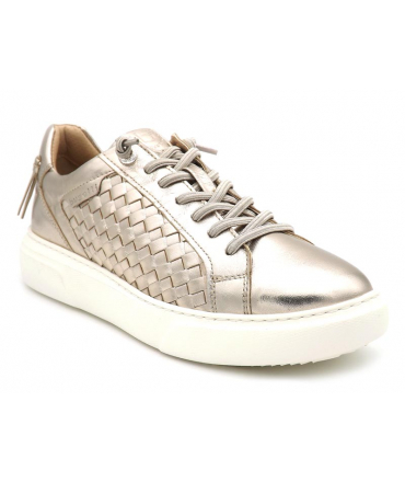 Baskets basses Bugatti Groove doré, sneakers cuir pour femmes réf: 432-A2S07