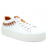 Baskets en cuir Métamorf'Ose Laffy blanc et orange, semelle plateau 3 cm