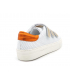 Sneakers Métamorfose Lafille blanc et orange, baskets fermeture velcro