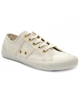 Tennis toile Opiace Lin beige, baskets basses pour femmes en lin