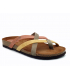 Tong femmes Inter Bios 7113 multi marron et jaune, nu-pieds semelle liège anatomique