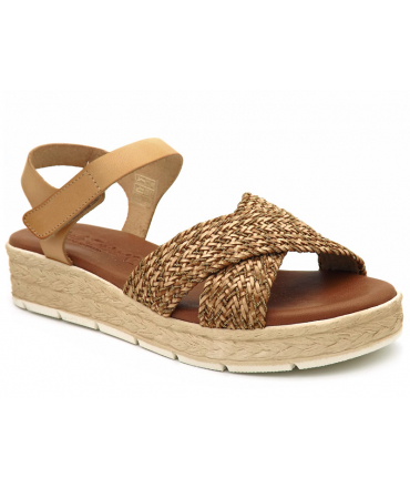 Sandale Carla Tortosa 44177 camel, nu pieds petit plateau compensé pour femmes