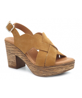 Nu-pieds Kaola 364 marron, compensé cuir nubuck confortable pour femmes