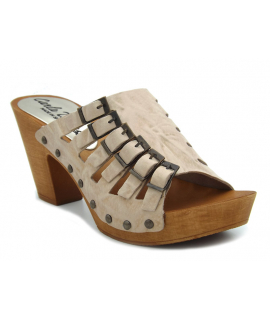 Sabots Carla Tortosa 80297 beige, tige cuir et bloc anatomique