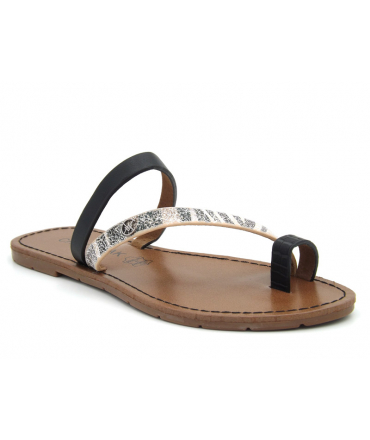 Nu-pieds Chattawak Linea noir| Passe orteil pour femmes