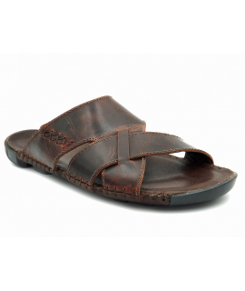 Mule en cuir Kdopa Damian marron, semelle et dessus cousu main 