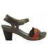 Sandale Fée Céleste Votu Marron et rouge, nu pieds petit talon confortable pour femmes