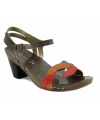 Sandale Fée Céleste Votu Marron et rouge, nu pieds petit talon confortable pour femmes