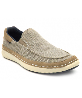 Mocassin Bugatti Marz beige, chaussures textile semelle EVA