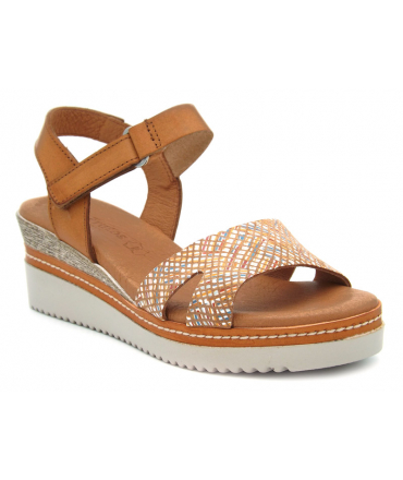 Sandale Eva Frutos 547 marron multi petit conpensé cuir confortable