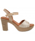 Sandale Eva Frutos 2869 beige & doré, semelle et tige cuir très confortables