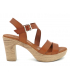 Sandale talon Eva Frutos 2861 camel, semelle & cuir confortable