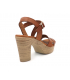 Sandale talon Eva Frutos 2861 camel, semelle & cuir confortable